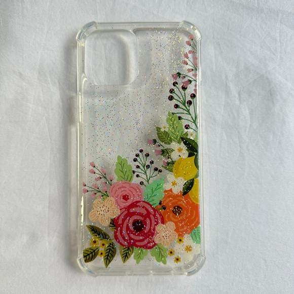 Clear Glitter Floral Phone Case For IPhone 12 Pro Max - Picture 3 of 10